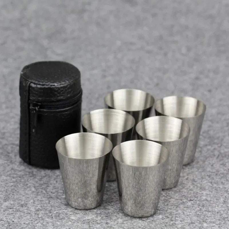 6Pcs Stainless Steel Cup Practical Travel Outdoor Hiking Gear Cup Camping Cups With Case Whisky Wine Cups Coffee Travel Cup Sets