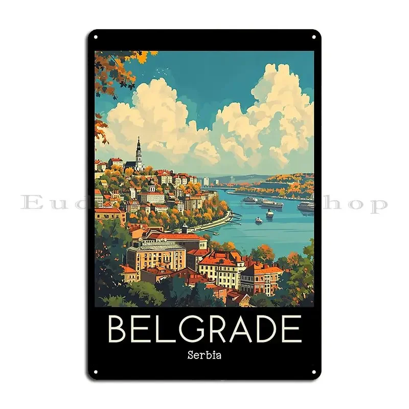A Vintage Travel Illustration Of Belgrade Serbia Metal Sign Garage Mural Iron Wall Decor Plaques Tin Sign Poster
