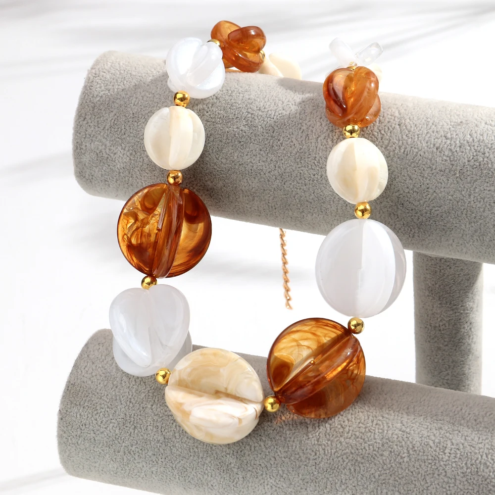 Neue Trendige Geometrische Harz-Perlenkette für Damen und Herren, Farbenfrohe Acryl 3D-Kreis Handgemachte Choker-Halskette, Retro-Schmuck Geschenk – Detail 8