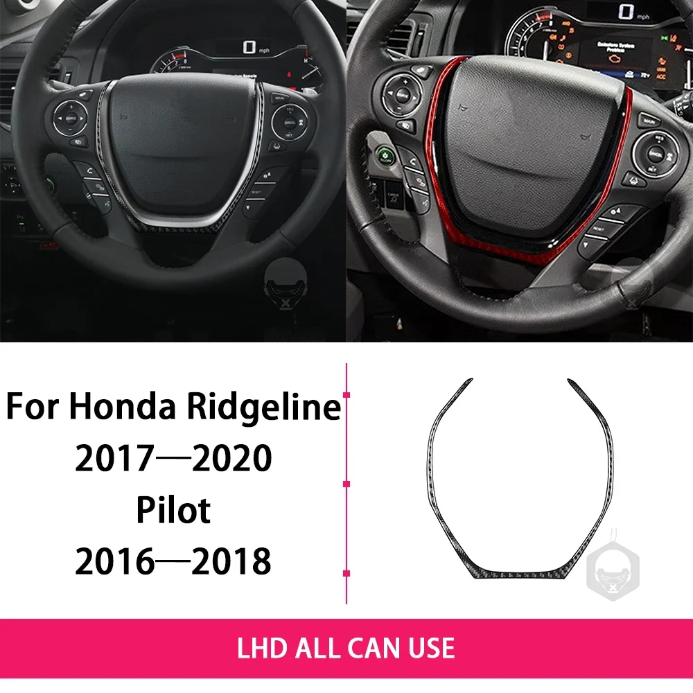 For Honda Ridgeline Pilot Passport Car Accessories Carbon Fiber Steering Wheel Top Button Interior Cover Trim Modified Sticker 2