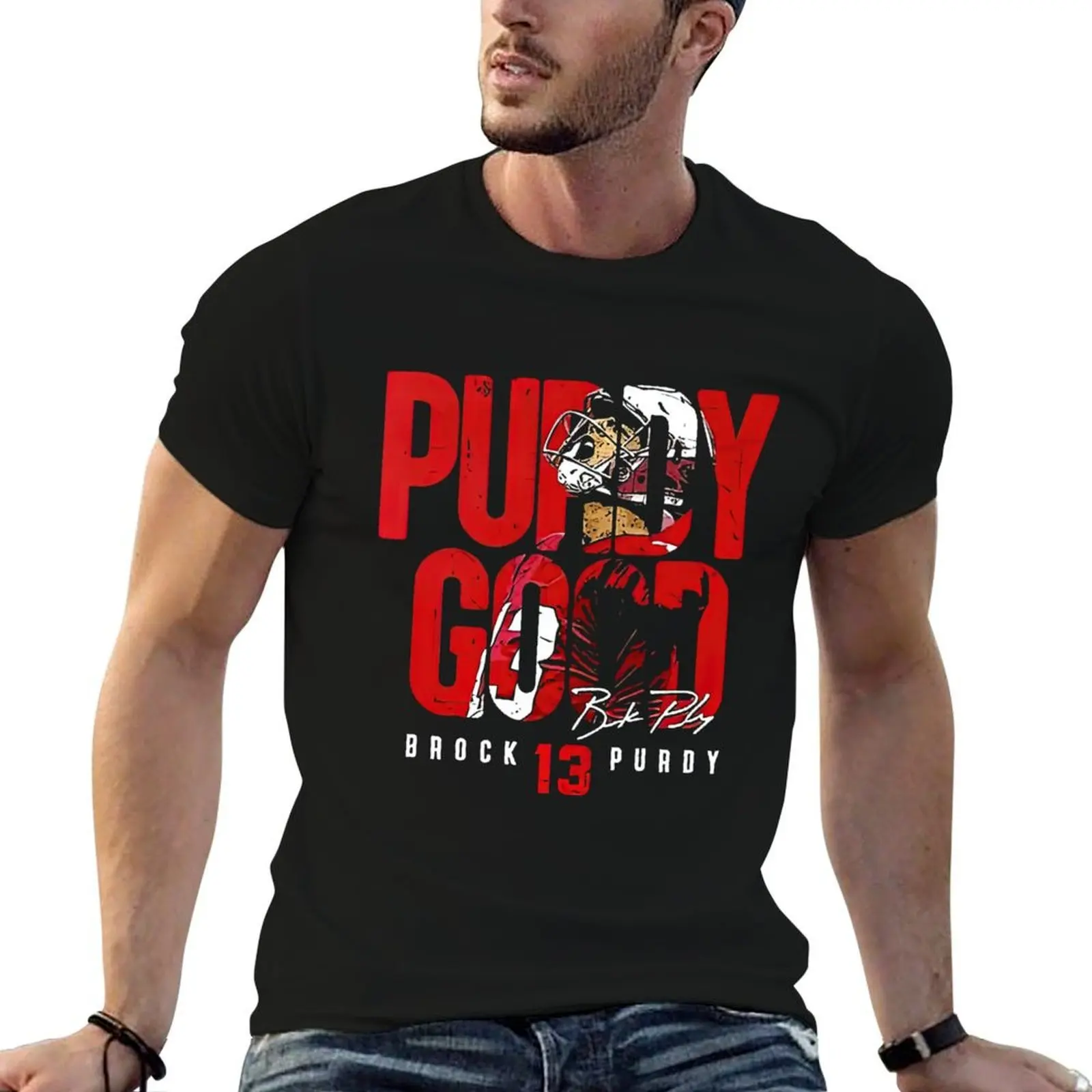 brock purdy football 49ers Posters and Art T-Shirt man t shirts for men black cotton t-shirt plain for man package T-Shirt