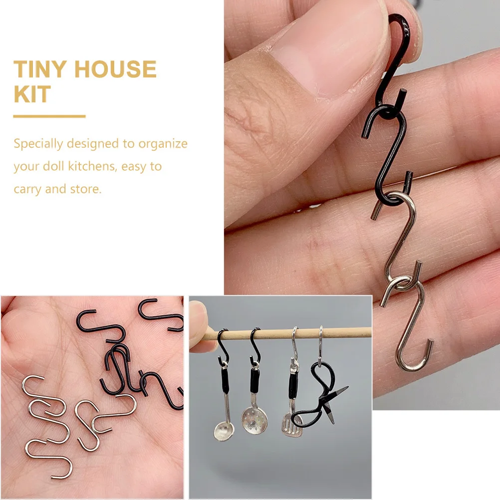 10 ganci in miniatura, leggeri e durevoli, in metallo, da cucina, per asilo, asilo, per casa delle bambole, kit per piccola casa