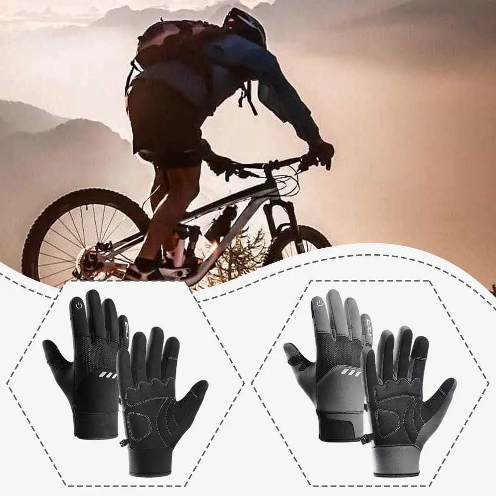 

Motorcycle Ski Touch Screen Fleece Gloves Non-slip Warm Full Fingers Winter Waterproof Cycling Gloves Outdoor Sports Running