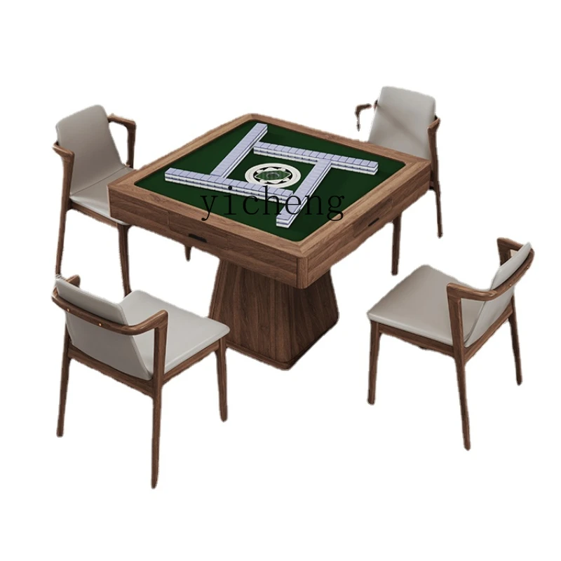 

Zk Black Walnut Electric Household Mahjong Table Solid Wood Automatic Dual-Purpose in One Mute Dining Table