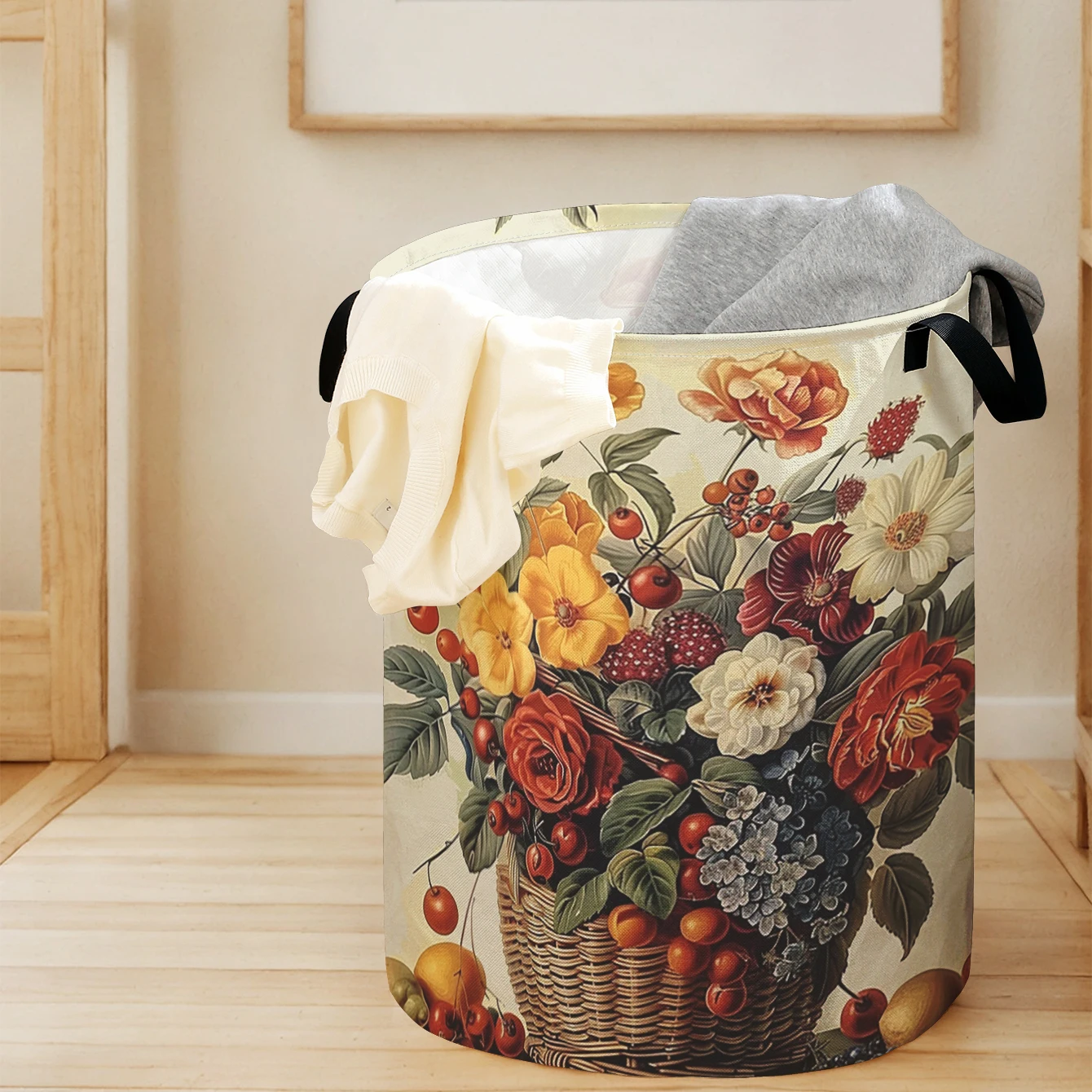 

Корзина для фруктов, с принтом под масляную живопись, складная, вместительная, для хранения детских игрушек и одежды, для дома и ванной комнаты