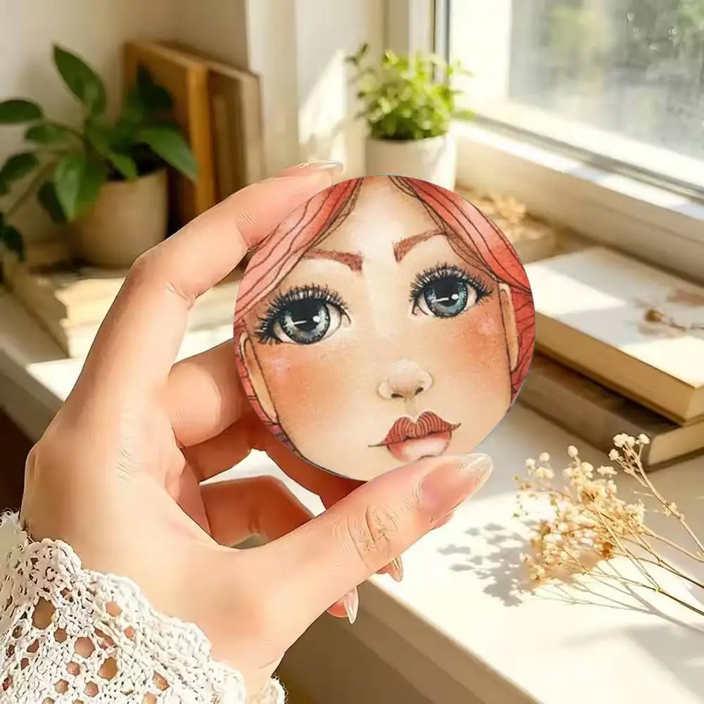 Clmj BIG EYES COMIC GIRL 25 32 44 58 75mm Round Badges Brooches Lapel Pins Fashion Accessory Holiday Present Gift
