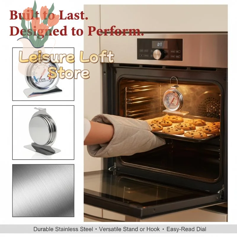 1Pcs 300°C Stainless Oven Thermograph Mini Dial Stand Up Temperature Meter
