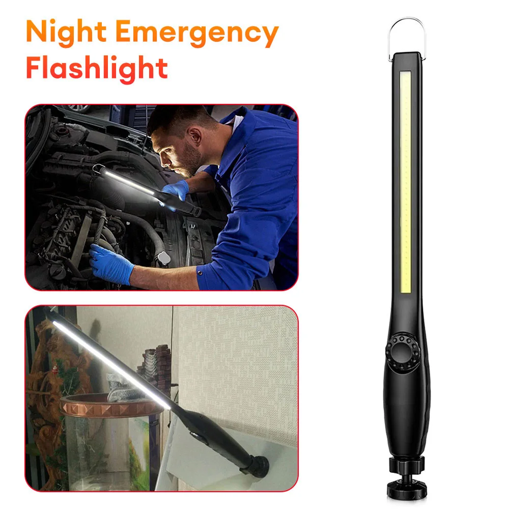 USB Rechargeable COB LED Flashlight Magnetic Work Light Hook Portable Lantern Inspection Light Camping Car Repair Lamp