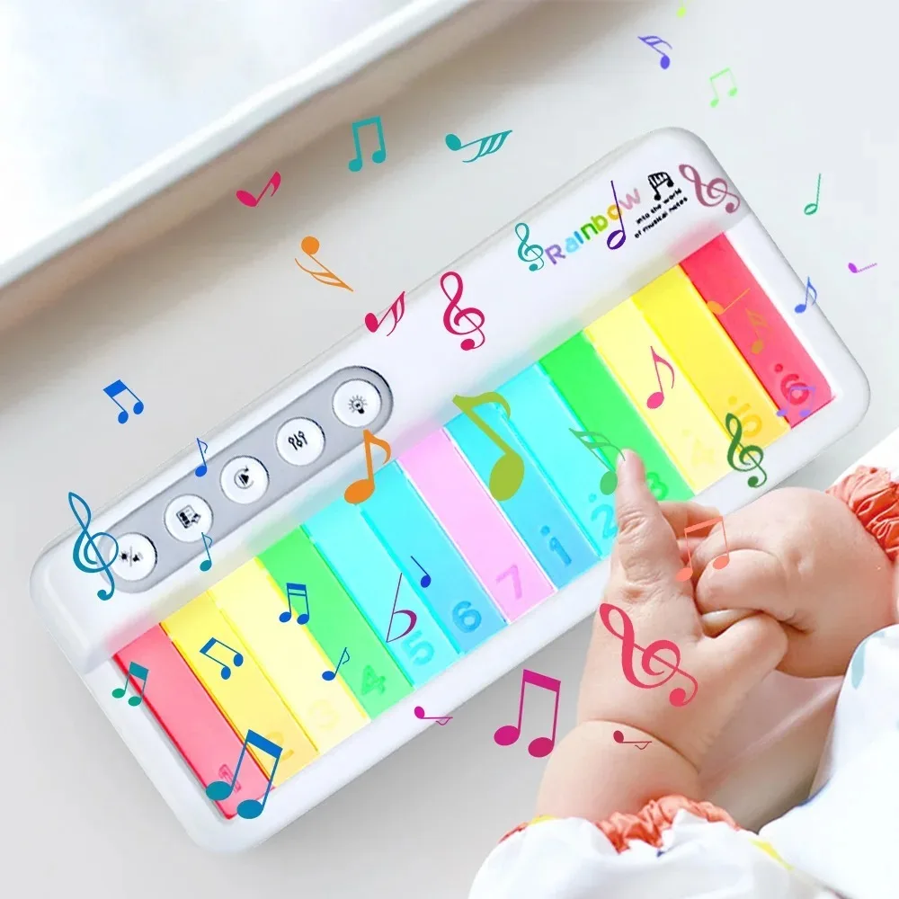 Music Box Electronic Music Toys Small Piano Girl Piano Toy Rainbow Flashing Piano Toys Portable Portable Keyboard Toys for Kids