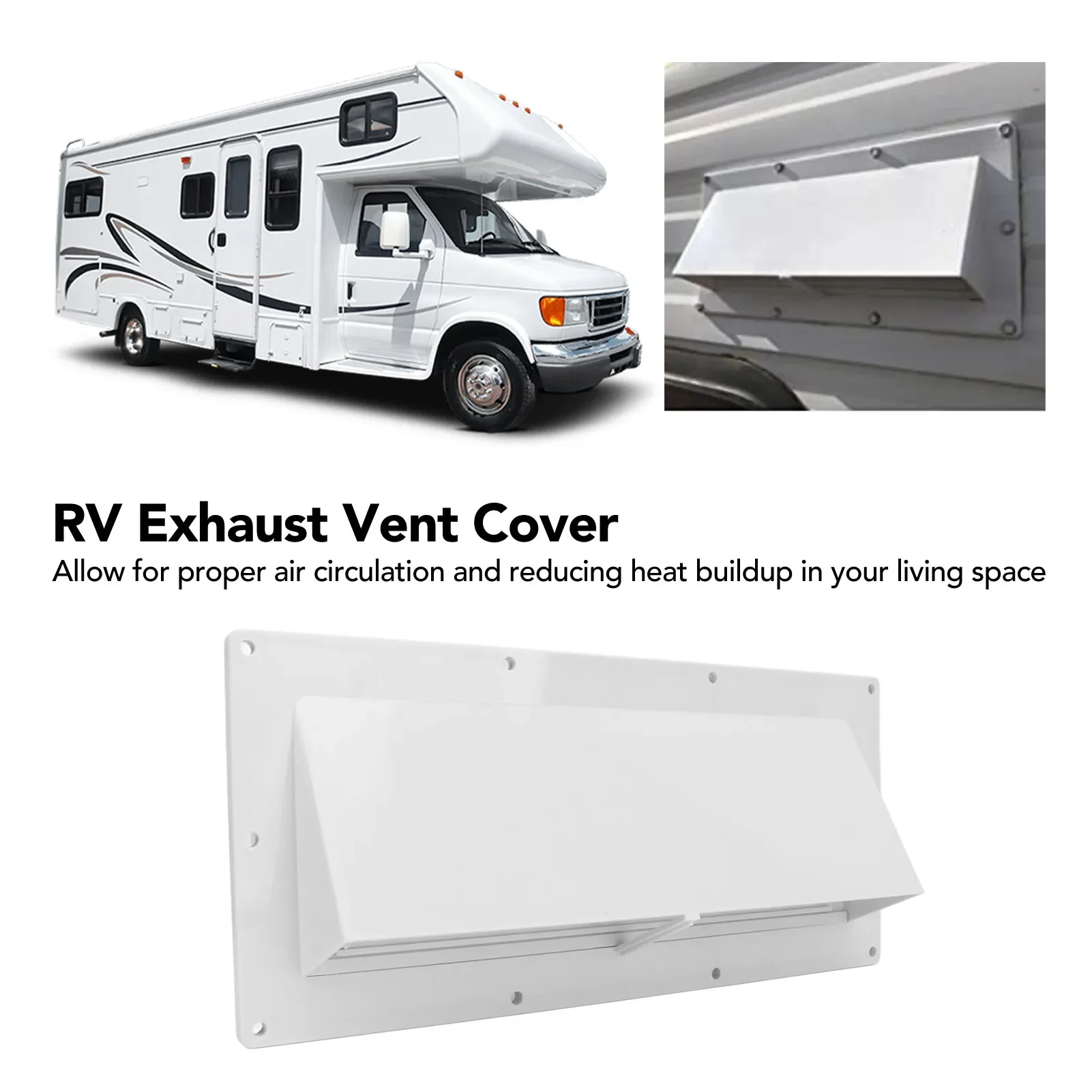 RV Exhaust Vent Cover White Range Hood Sidewall Vent Cover with Lockable Clips for Trailer  RV Accessories