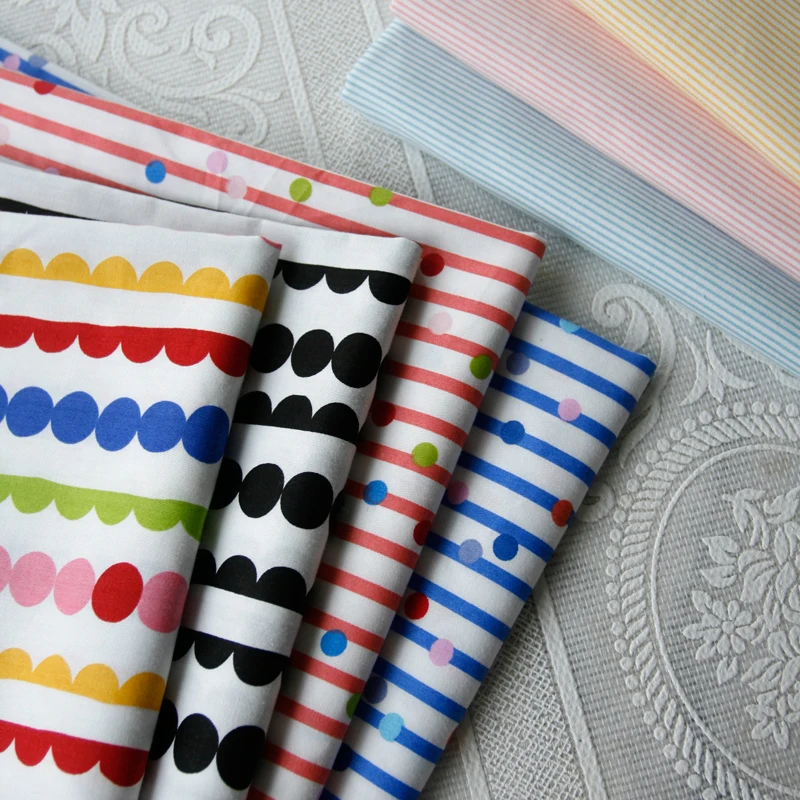 New Color Striped Twill Cotton Fabric Handmade Clothing Bedding Shell  DIY