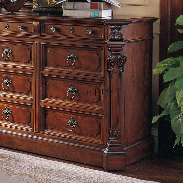 

yj5 Американский резной обеденный боковой шкафчик для хранения вещей из цельного дерева, домашний шкаф для ювелирных изделий