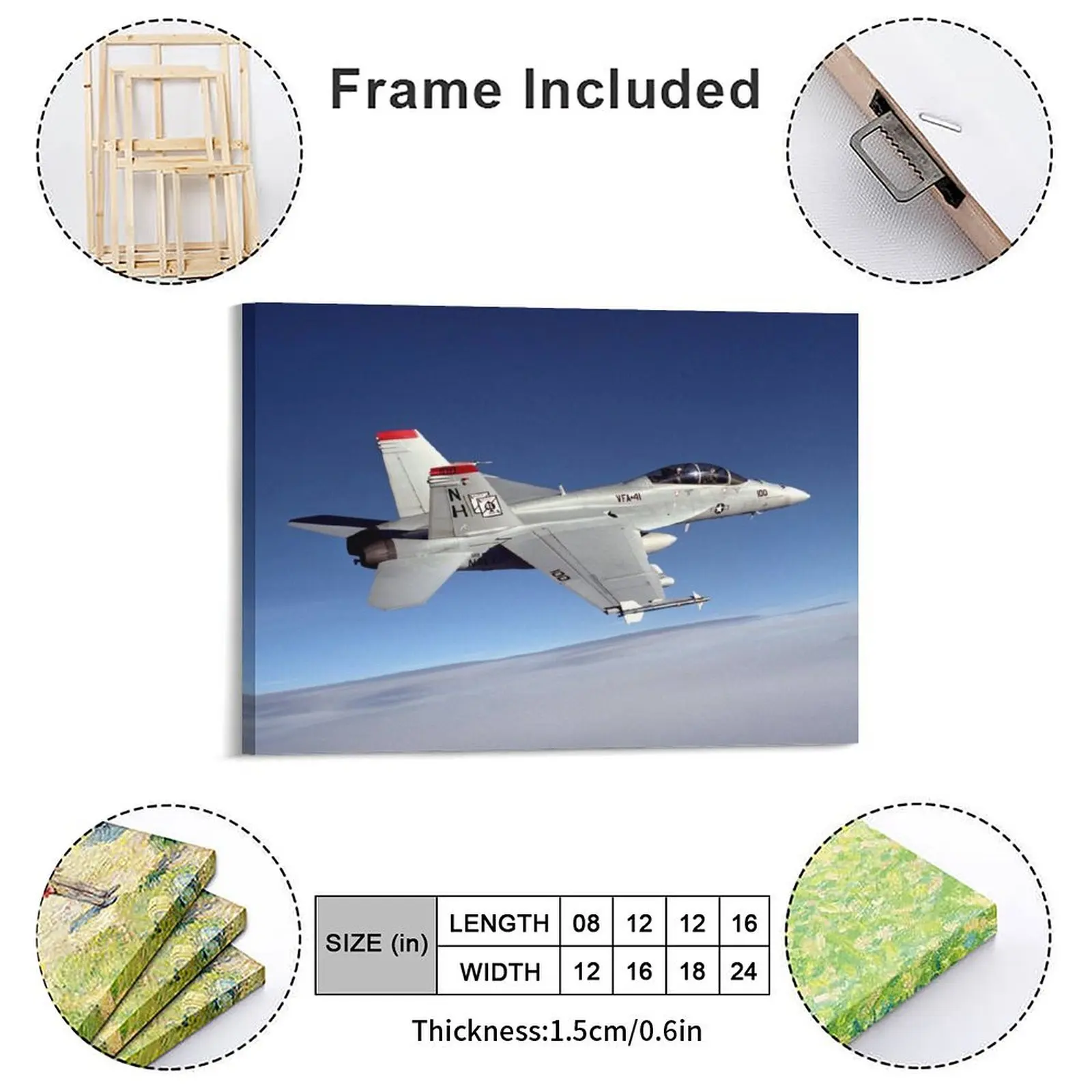 F 18 Military Jet Fighter Canvas Painting Poster Club Party Cinema Vintage Character Classic Framed Wall Paintings