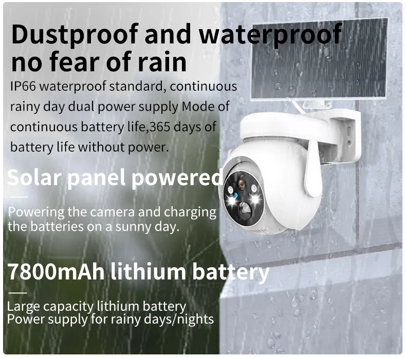 Low Power 3MP Solar Surveillance Camera 4G/Wifi Outdoor Night Vision Human Tracking Motion Detection CCTV Cam 7800mAH Battery