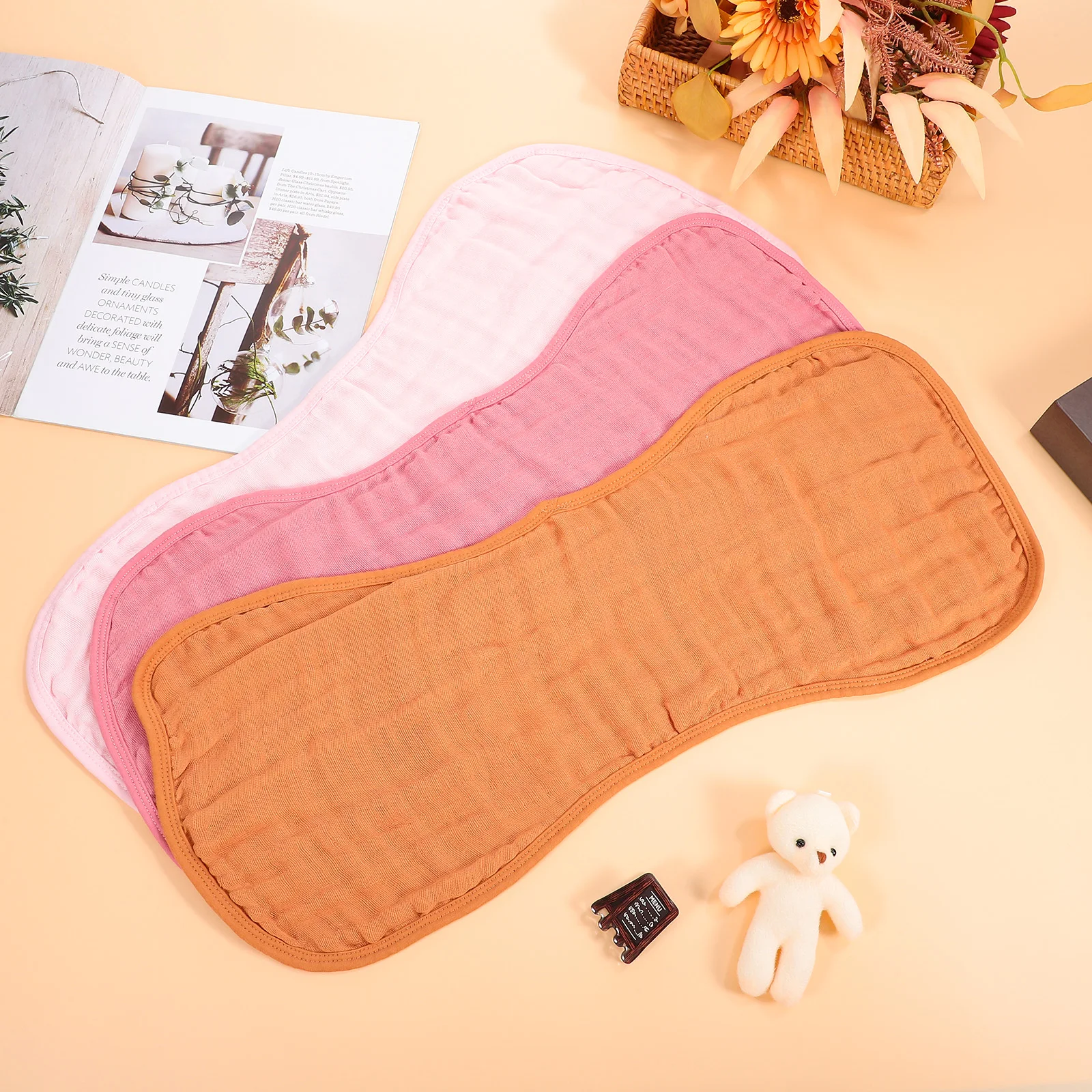 

3 Pcs Burp Cloths Cotton Baby Boy Infant Bibs Newborn Washcloths Toddler Towels Absorbent Drool Bibs Comfortable Material