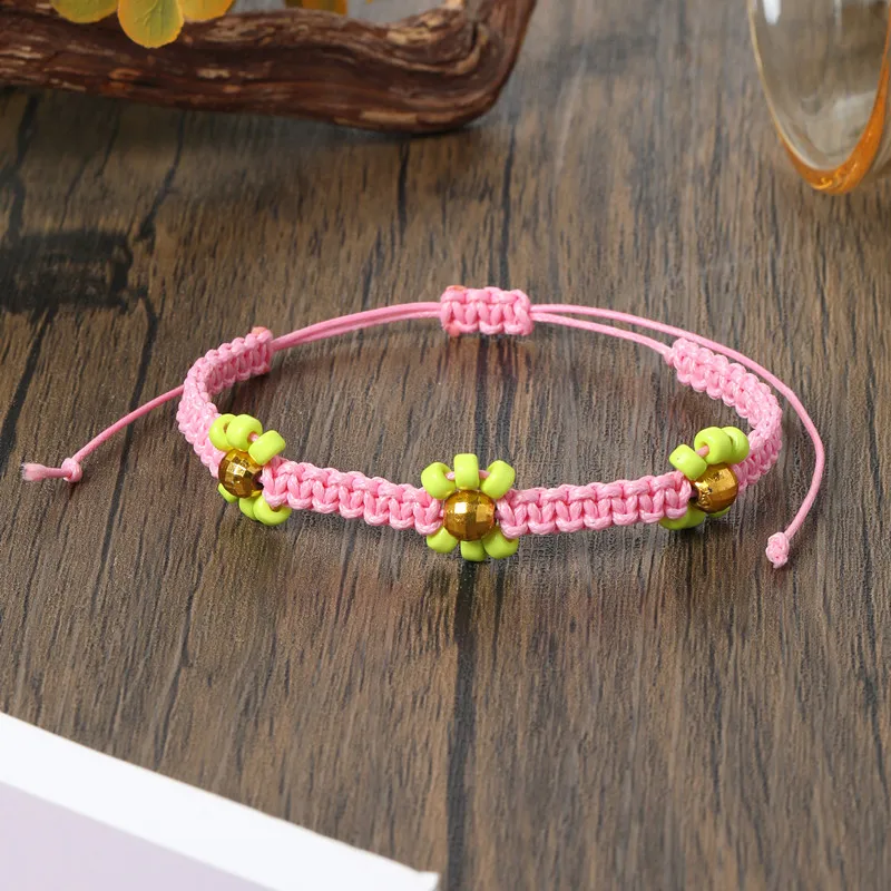 Bohemian Colorful Beads Flower Handmade Adjustable Bracelet Women Casual Daily Fashion Accessory Friendship  Personality Gift