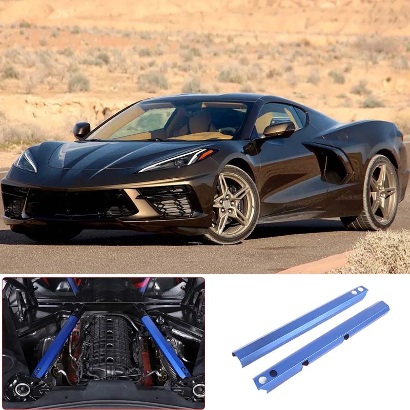 

For Corvette C8 2020-2025 Car Engine Compartment Diagonal Rod Decorative Strip Aluminum Alloy Blue Car Modification Accessories