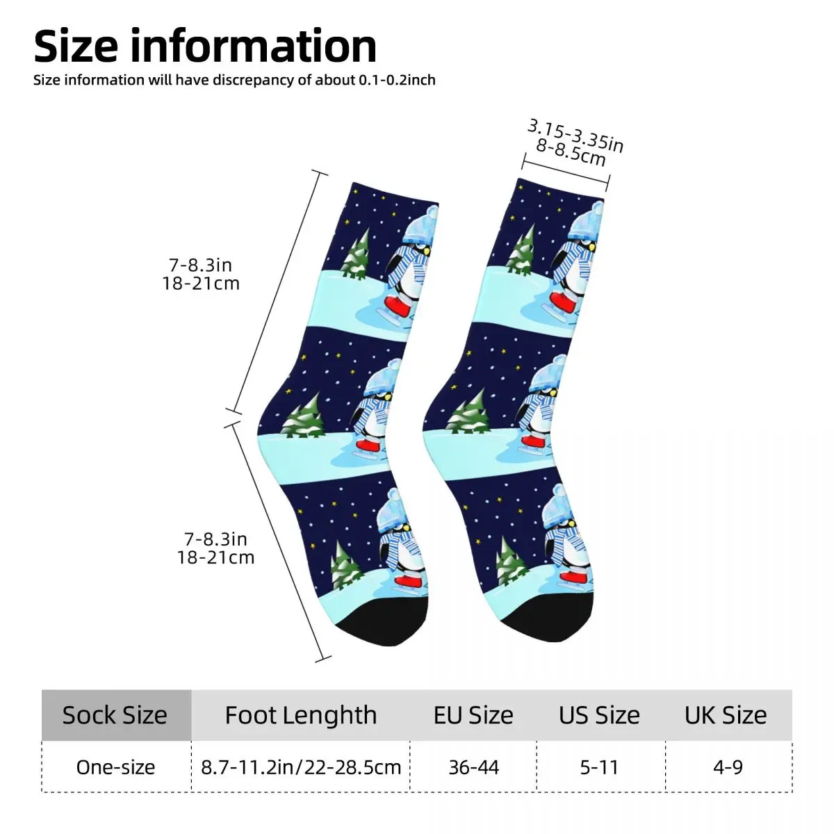 The Skating Penguin Men Women Socks Windproof Novelty Spring Summer Autumn Winter Stockings Gift