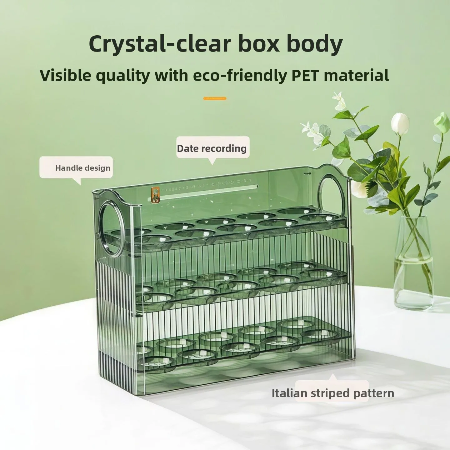 Food Grade Egg Storage Box Refrigerator Side Organizer Tray Flip Egg Box Durable Storage Container  Arrangement