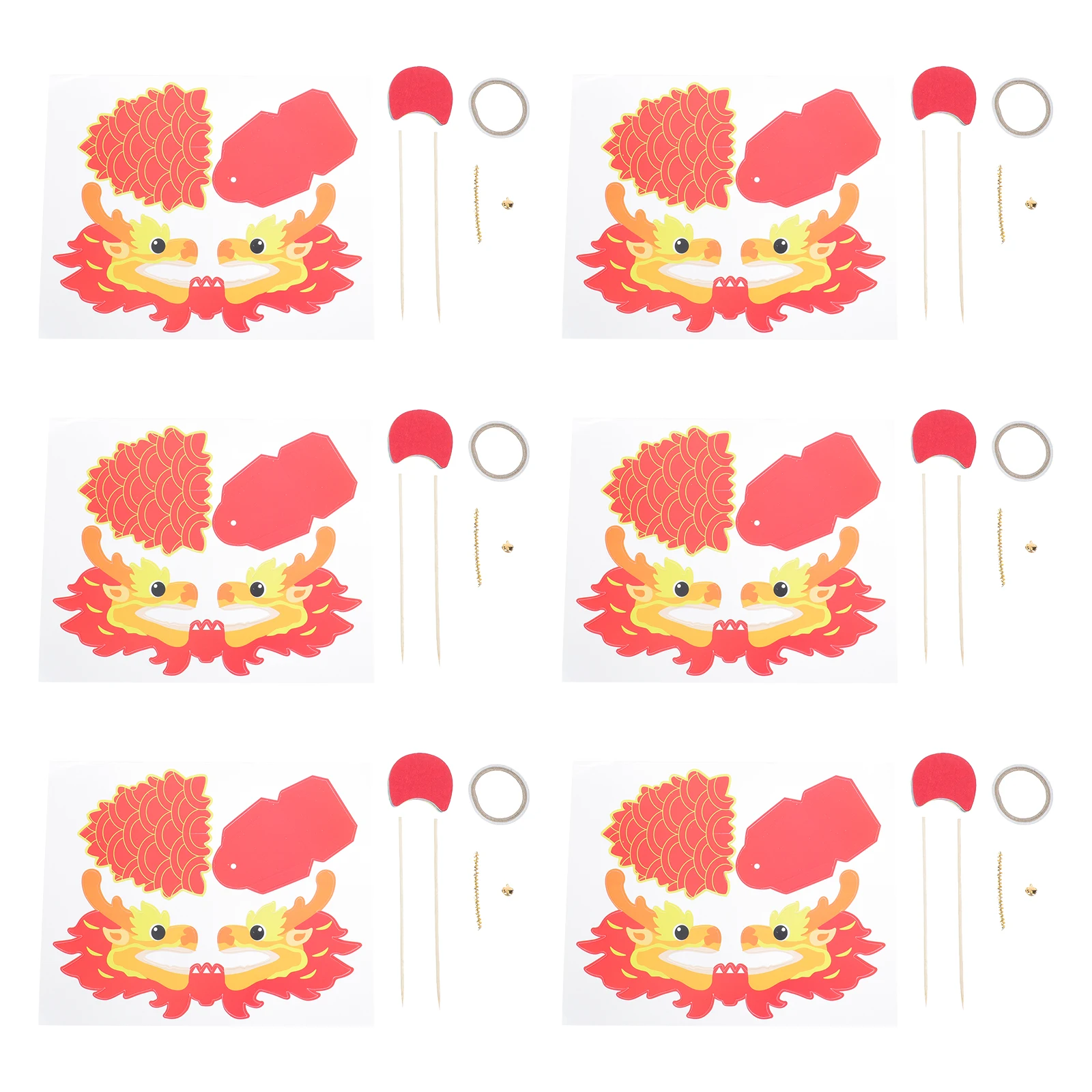 

6 Sets Children's Handmade Dragon Paper Material Bag New Years Crafts for Kids Chinese Toys Diy Stick