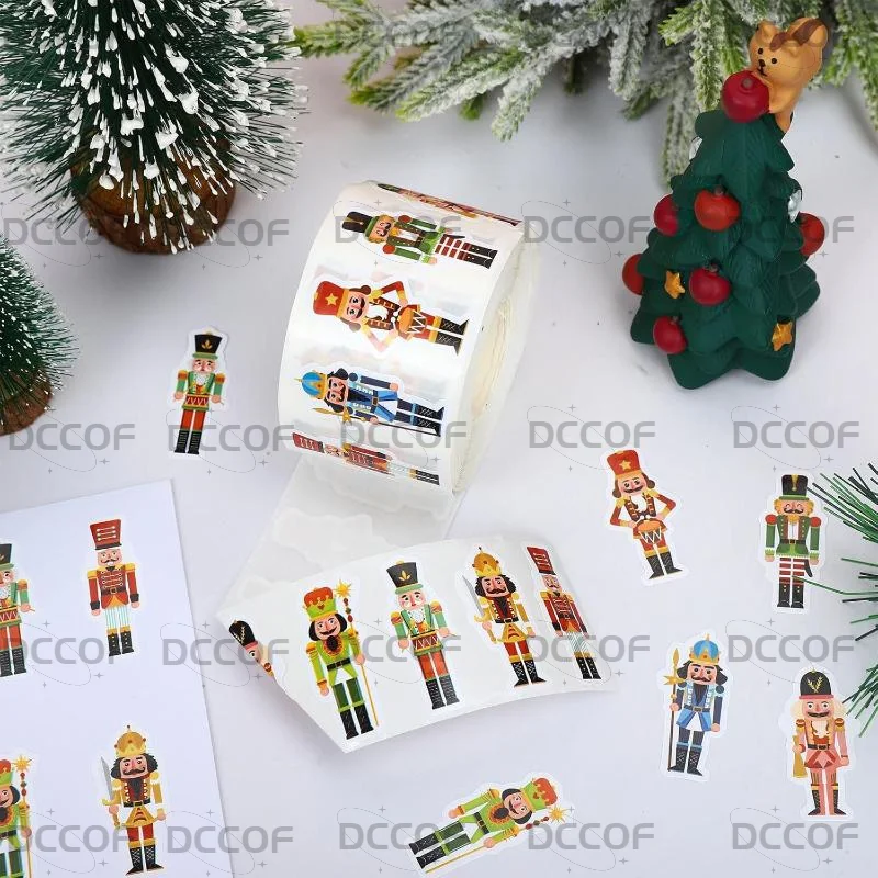 500Pcs Christmas Cartoon Nutcracker King And Soldier Decals Christmas Nutcracker Stickers Cute Stationery Decoration