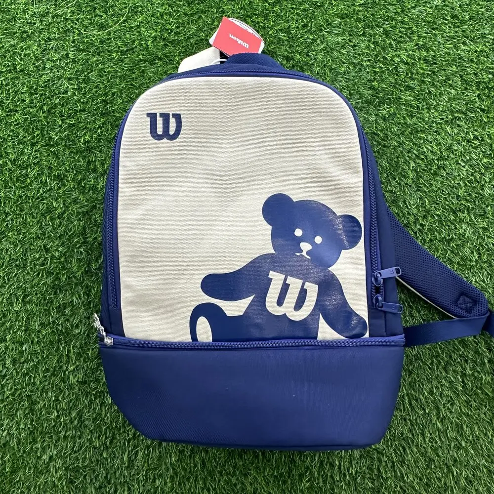 Wilson Little Bear Printed Backpack Specialized Tennis Racket Bag For Teenagers Fashionable Minimalist Tennis Diagonal Cross Bag