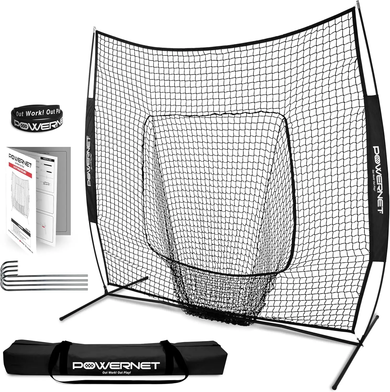 

7x7 Baseball Softball Practice Net with Accessories for Pitching, Batting & Fielding Training