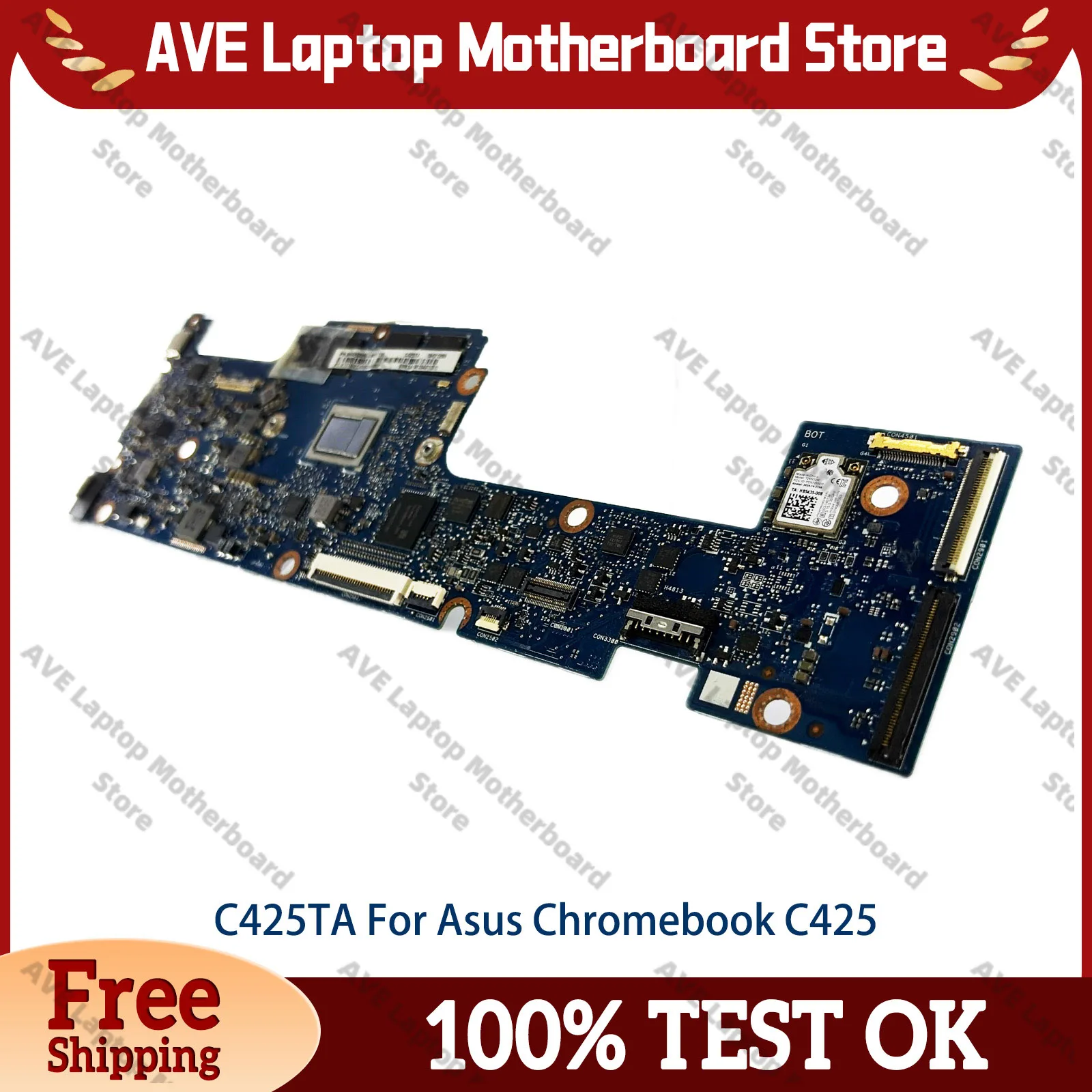 C425TA Laptop Motherboard For ASUS Chromebook C425T C425TA Notebook Mainboard With I3 I5 I7 CPU 100% tests OK fast shipping stk