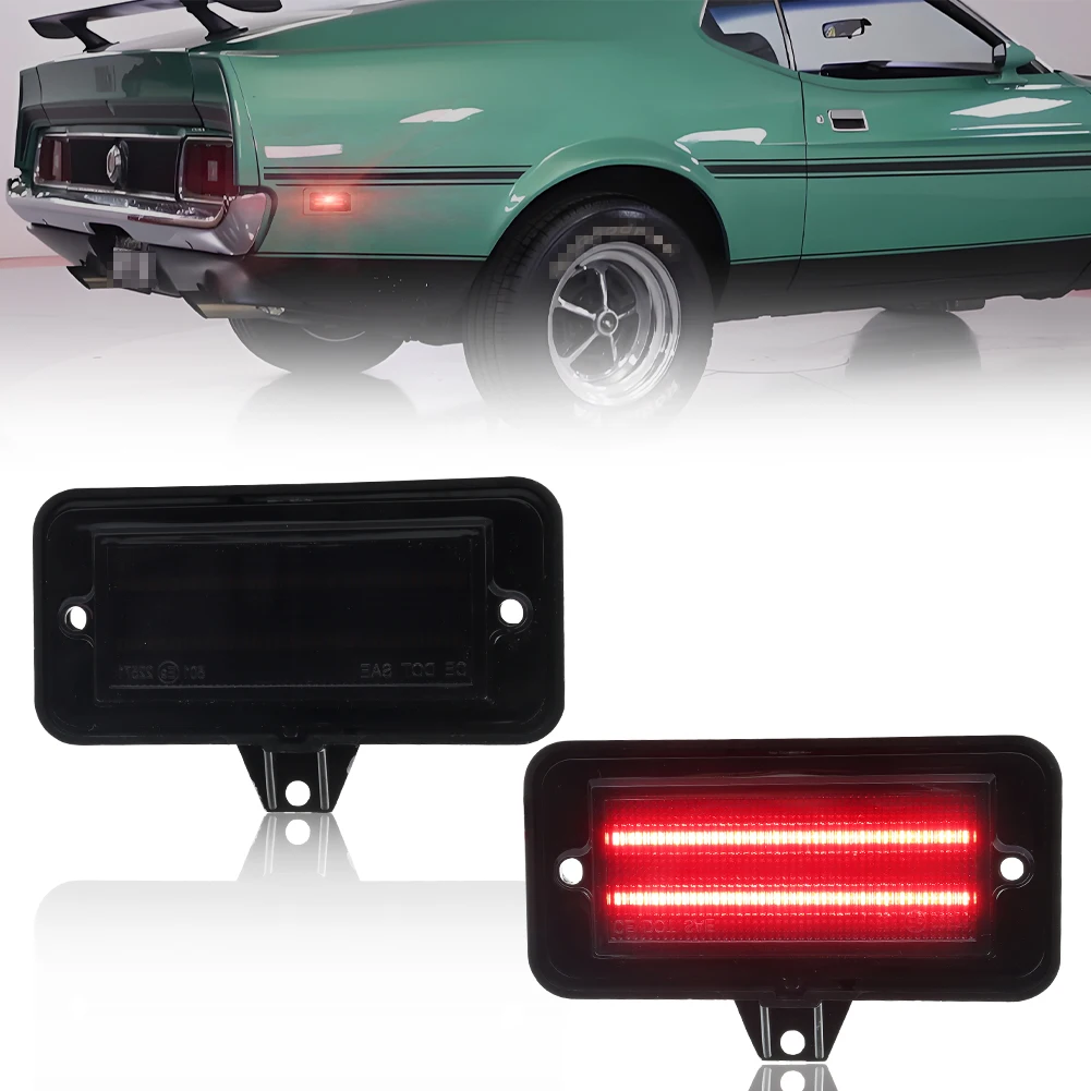 2Pcs Rear Bumper Side Marker Light Turn Signal Light Turn Warning Light With Full LED For 1971 1972 1973 Ford Mustang