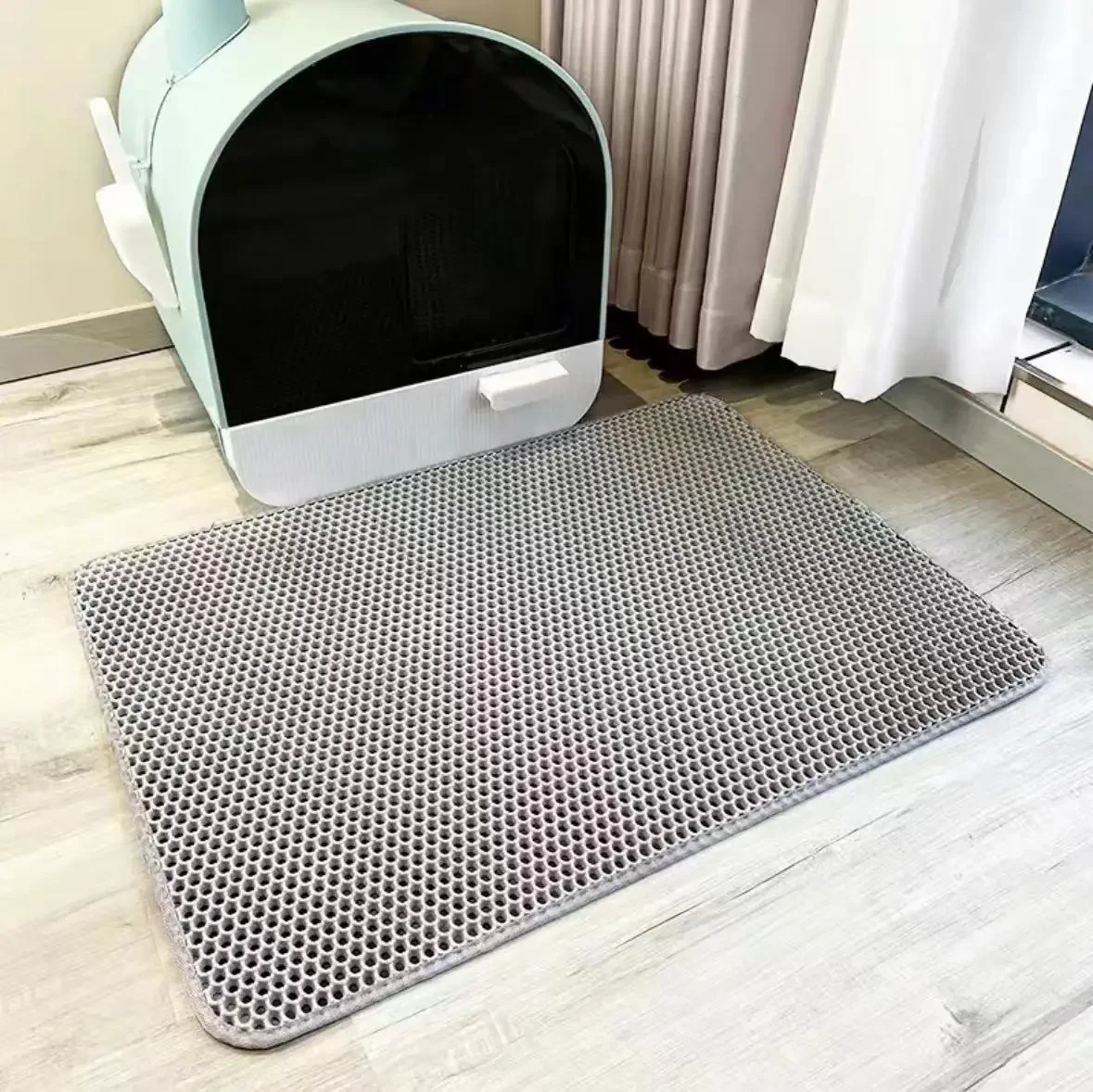 Cat Litter Mat，EVA Double Layer Non-slip Sand Pad Products For Cat Toilet  Mat for large and smell ， Cats Accessories 75X55