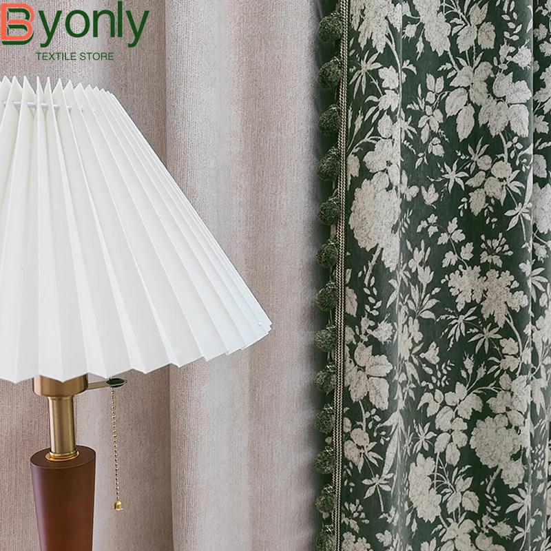 American Retro Imitation Wool Jacquard Thickened Curtains for Bedroom Living Room Floor-to-ceiling Window Custom Curtains