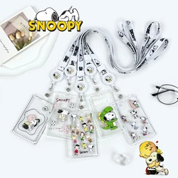 Snoopy Card Holder Cord Retractable Lanyard Card Holder Set Transparent Cards Protective Cover Students Anti-lost Card Holders