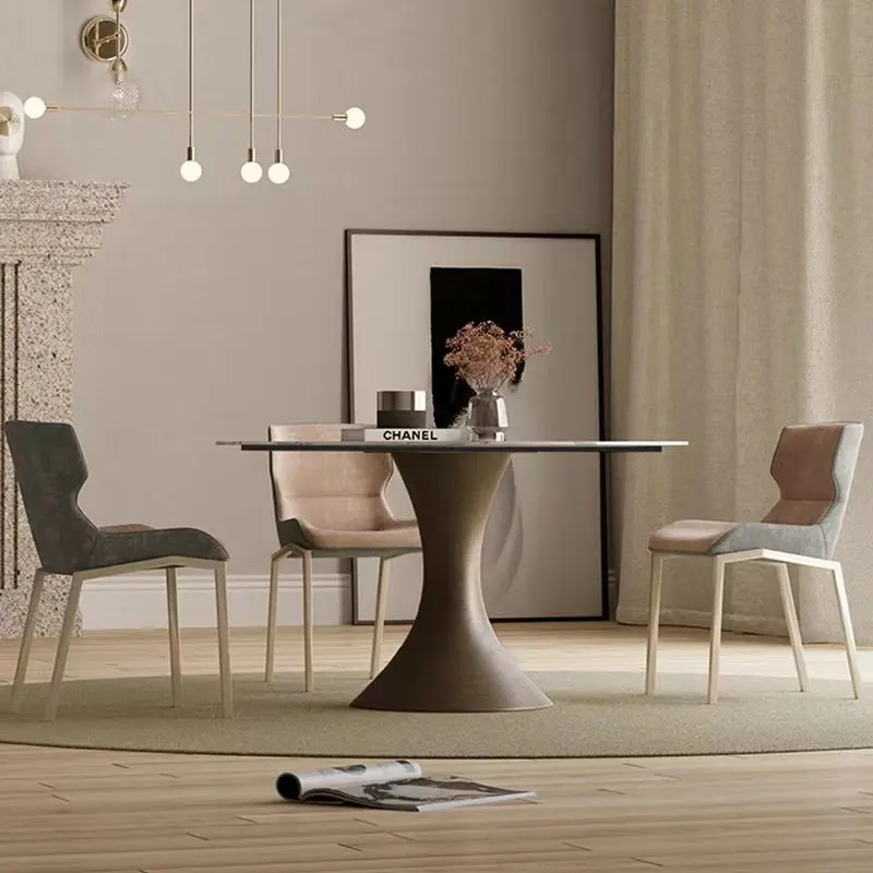 Rotating Designer Dining Table 6 Person Unique Nordic Faux Marble Dining Table Round Living Room Tavoli Da Pranzo Home Furniture