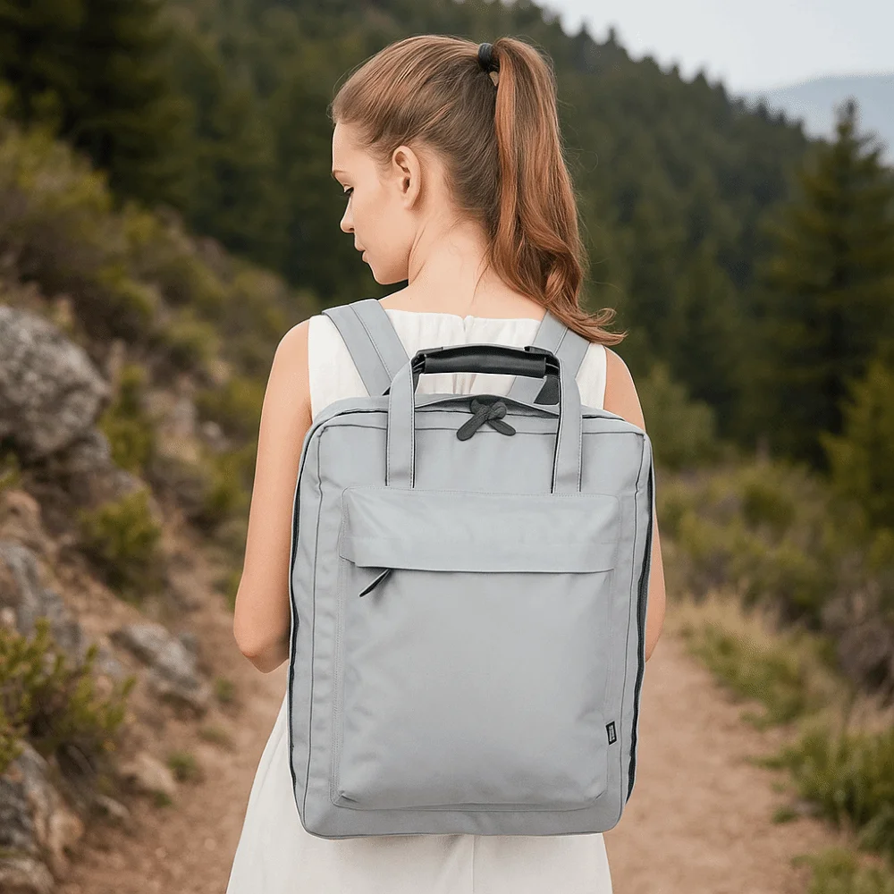 

Stylish Nylon Business Laptop Backpack Solid Color Waterproof Male Luggage Shoulder Bag Large Capacity Luggage Bag School