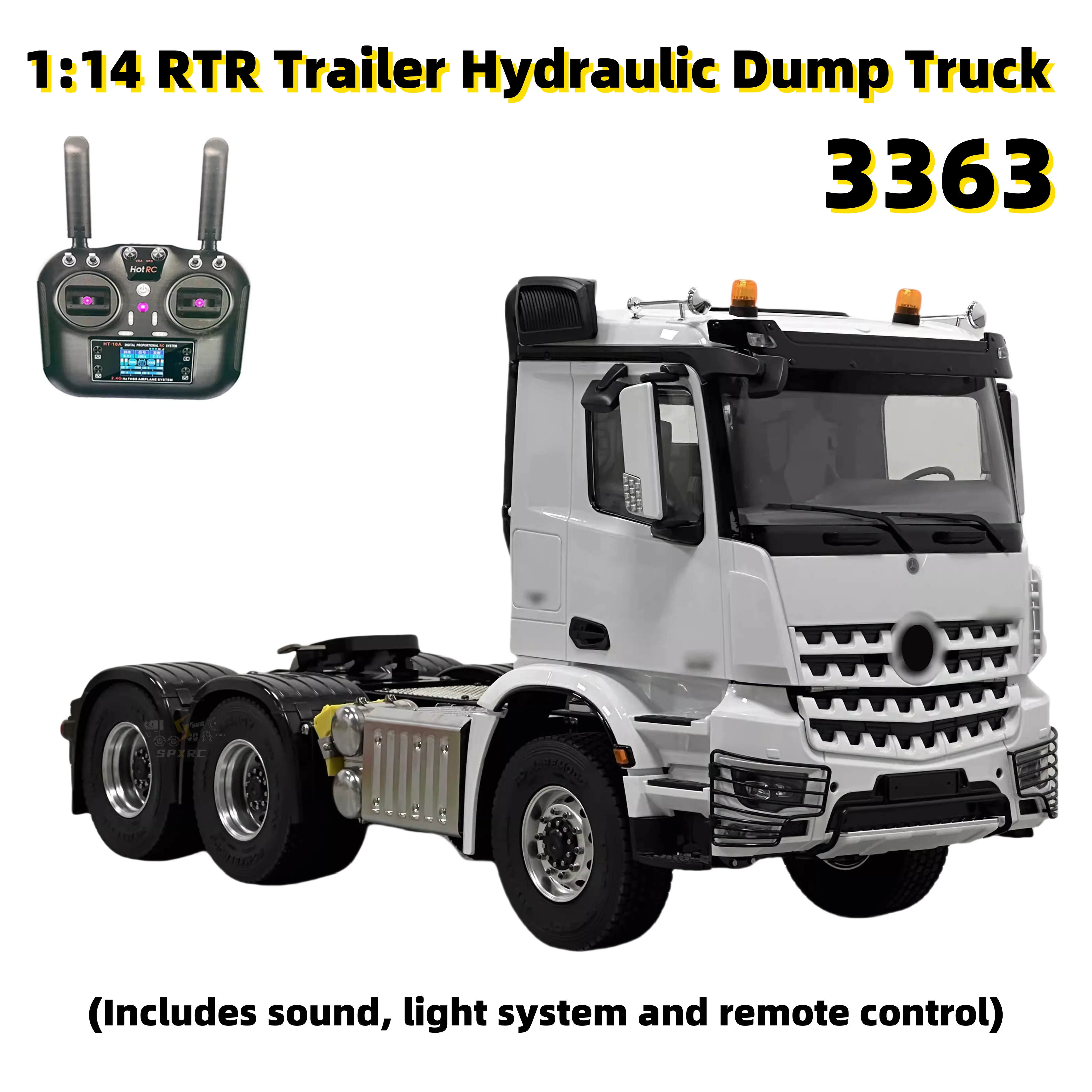 Trailer Tractor 3363 6x6 With Rotating Lights, Sound And Lighting Systems For Benz 1/14 Rc Engineering Remote Control Model