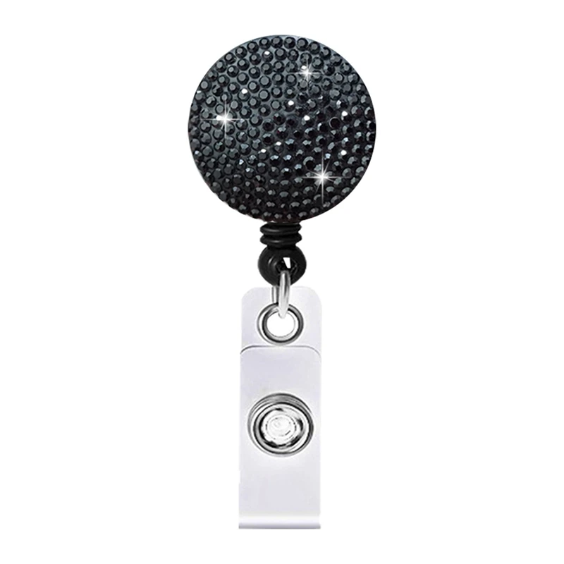 Carretes de insignia ID/Nombre con clip, con diamantes de imitación brillantes, para trabajadores de oficina, profesores y enfermeras