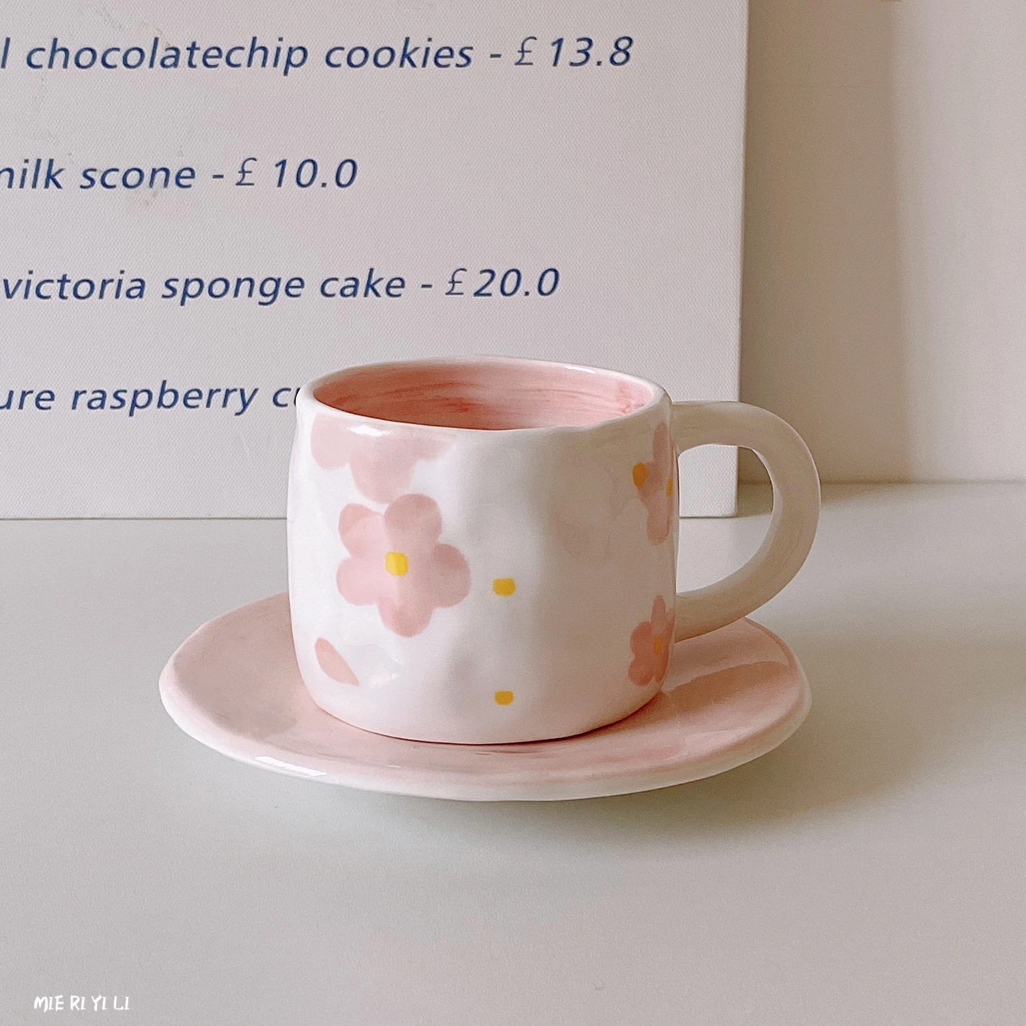 

Japanese Ins Style Pink Cherry Blossom Coffee Cup and Plate Set, Afternoon Tea Tableware, Complimentary Cup