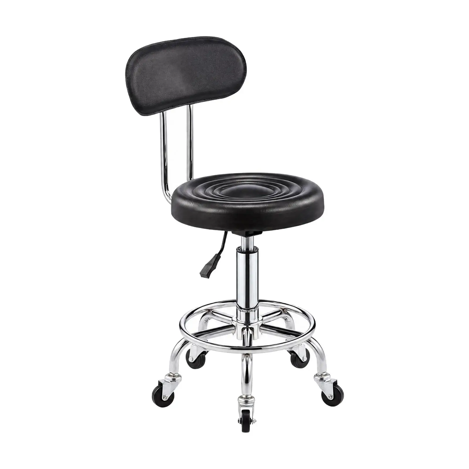 Rotating Lifting Stool with Chrome Base Adjustable 44-56cm Padded Round for seat with Backrest for Kitchen Island