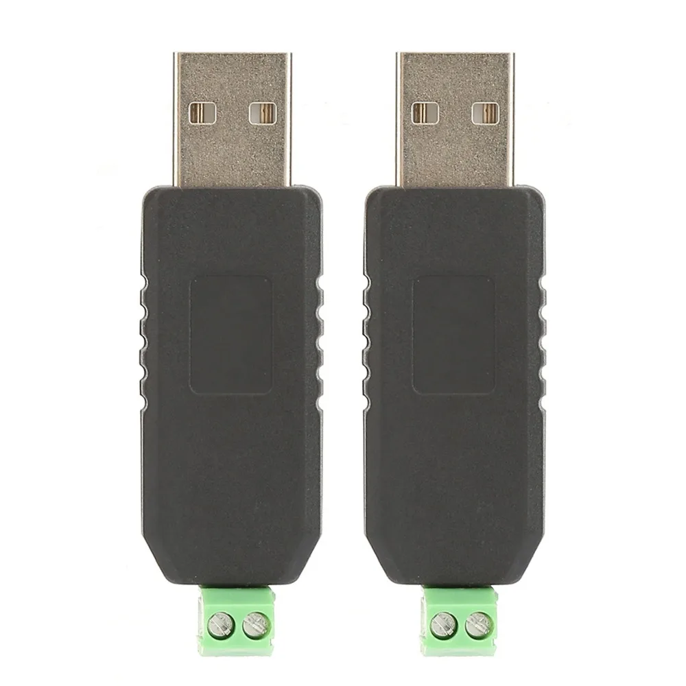 

2PCS Portable Black USB to RS485 Converter Mini Size Plug Play RS485 Converter Adapter CH340 Chip Converter Data Read Write