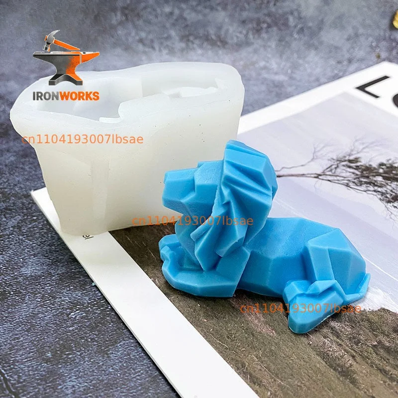 Three-dimensional geometry little lion mold silicone ice block resin gypsum aromatherapy candle diffuser stone cement European
