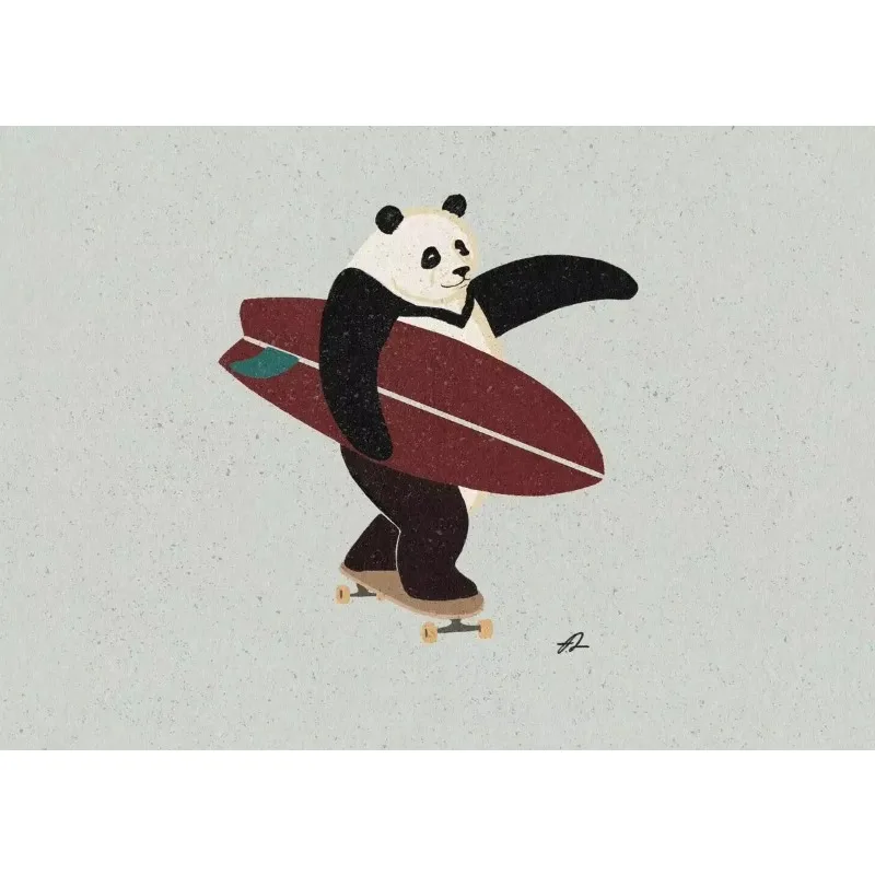 Vintage Cartoon Surfing Animals Canvas Painting Posters Prints Surfing Sloth Frog Racoon Skateboarding Zebra Wall Art Room De