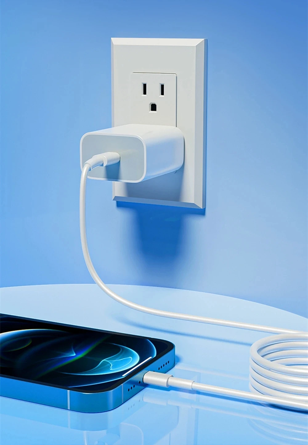 Cable de carga rápida de 0,2 m, 1m, 1,5m, 2m, 3m, 35W para Apple iPhone 14 13 Pro Max 11 12 mini X XR XS Max 7 8 Plus tipo C línea de USB-C rápida