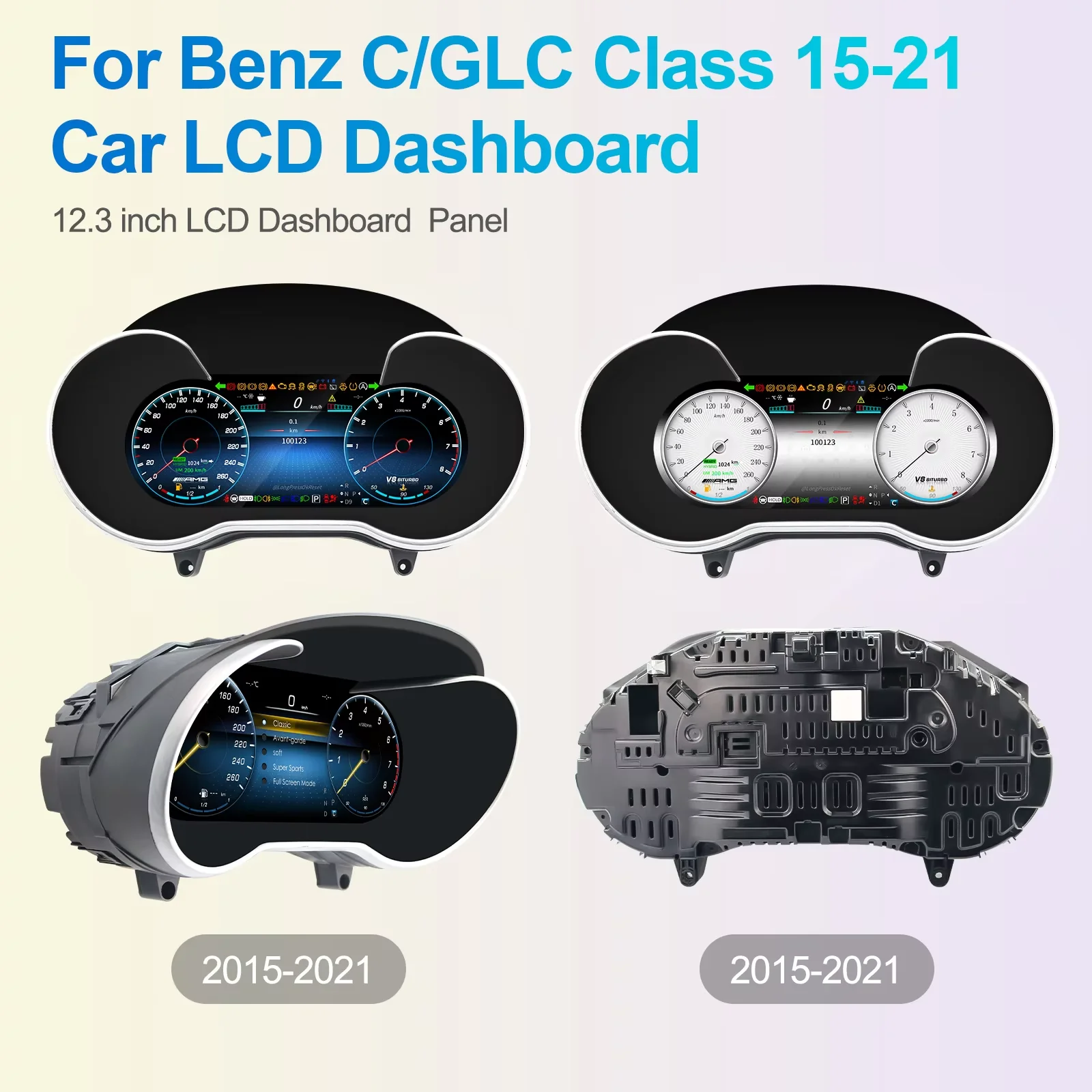 For Mercedes Benz C/GLC Class C200L C200 C300 C180 C260 W205 W203 2015-2021 Car LCD Dashboard Digital  Cluster Speedometer Panel view 6