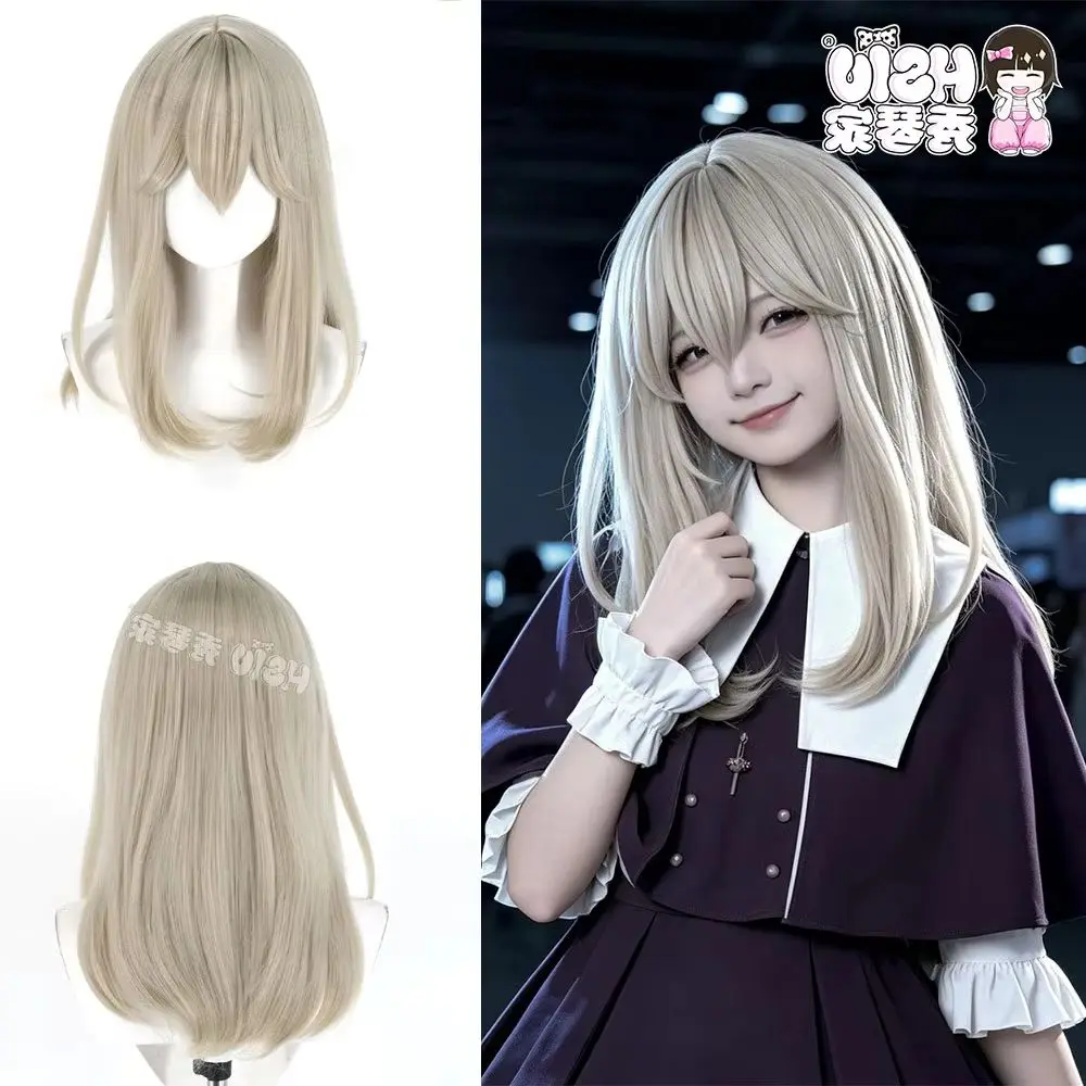 Moria Ruruka Cosplay Wig Fiber Synthetic Wig HSIU 50Cm Flax Gold Short Wig+Wig Cap Meitantei Pretty Cure Moria Ruruka Cosplay