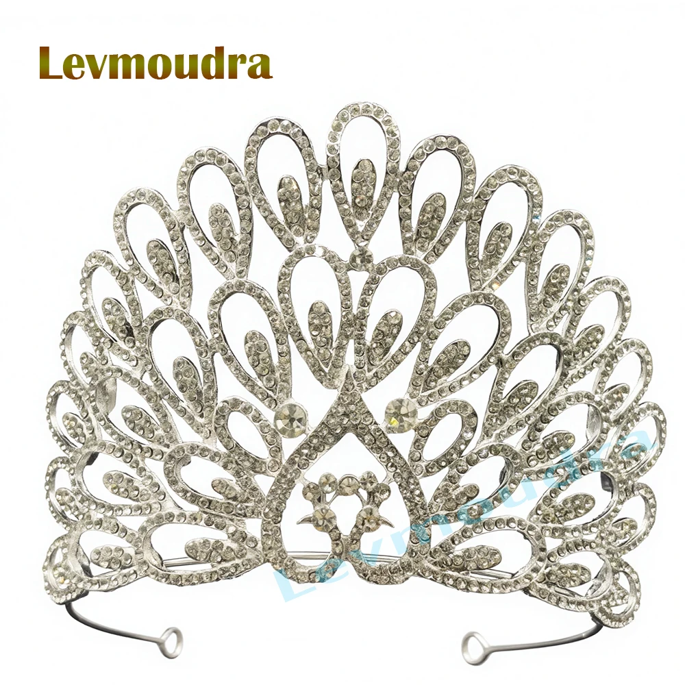 

Levmoudra Queen Wedding Crown for Women Large Green Crystal Banquet Tiaras Party Pageant Bridal Crown Hair Jewelry Accessories