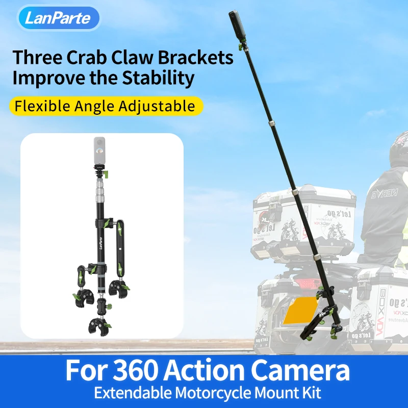 Aluminum Motorcycle Bicycle Monopod BrackeSelfie Stick Fixed Accessories for Gopro for Insta360 Action Camera