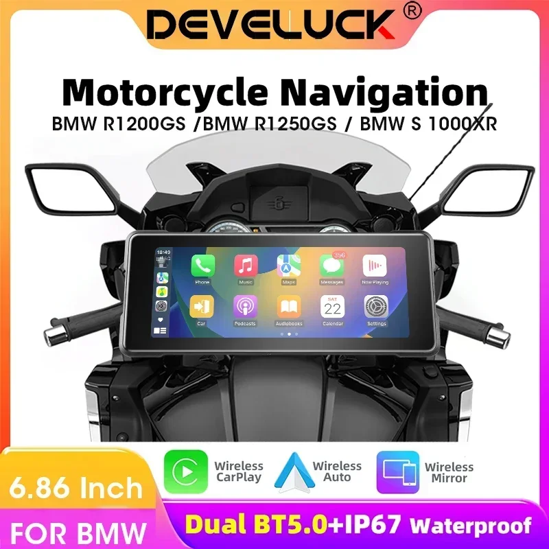 

Special for BMW R1200GS ADV/ R1250GS ADV/S1000XR 6.86 inch Motorcycle GPS Wireless Carplay Android Auto Display Monitor Dual BT