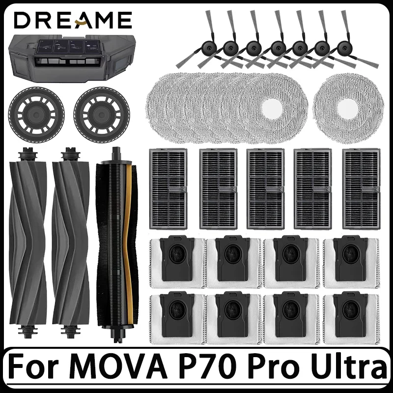 

For MOVA P70 Pro Ultra Robot Vacuum Cleaner Accessories:Main Side Brush Mop Cloth Hepa Filter Dust Bag Parts Spare.
