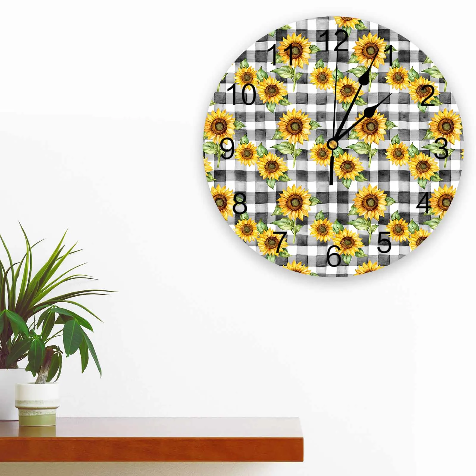 

Country Sunflower Daisy Wall Clock Large Modern Kitchen Dinning Round Clocks Bedroom Silent Hanging Watch
