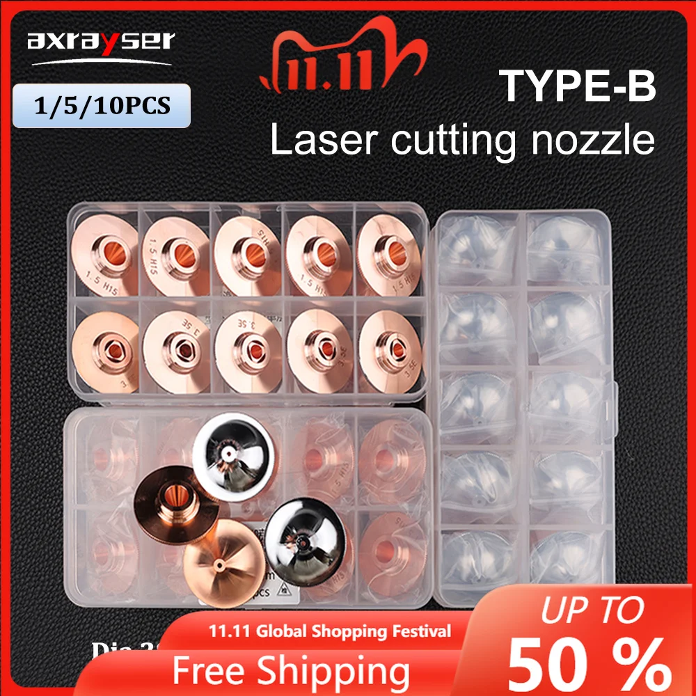 1/5/10PCS Laser Nozzles Dia.28mm Single/Double Layer Caliber TypeB for Precitec Raytools BOCI HANS Fiber Laser Cutting Head